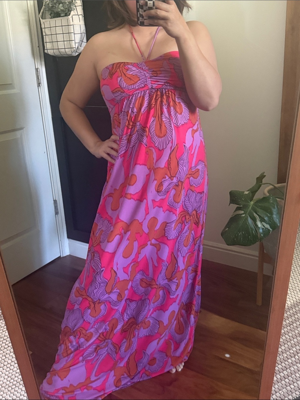 Tibi Vibrant Resort Wear Maxi Halter Tie Neck Dress. M